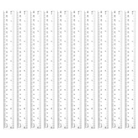 Plastic Ruler, Pack of 10, Transparent Ruler, 30 cm, Rulers Made of Straight Plastic with Metric Inch Scale Ruler, Precision Measuring Tool for School, Office, Home