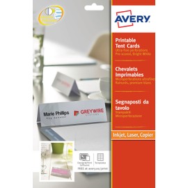 Avery Printable Business Tent Card 1 per Sheet 210x60mm White 190gsm Ref L4796-20 [ 20 labels]