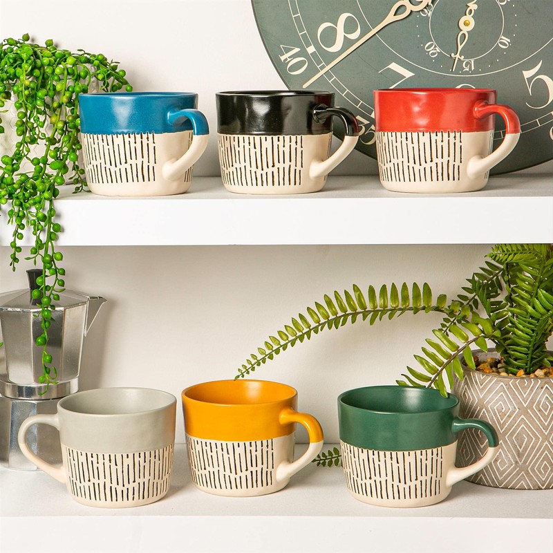 Nicola Spring Ceramic Dipped Dash Coffee Cups - Two Tone