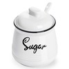 HAOTOP Farmhouse Porcelain Sugar Bowl with Lid and Spoon 12oz,Easy