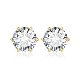 JewelryPalace Round Cut Moissanite Solitaire Stud Earrings Silver 925 Women's Simulated Diamond Bridal Jewellery Set, Earrings Silver Girls Gemstone Stud Earrings Silver Small with Stone Gift Women,