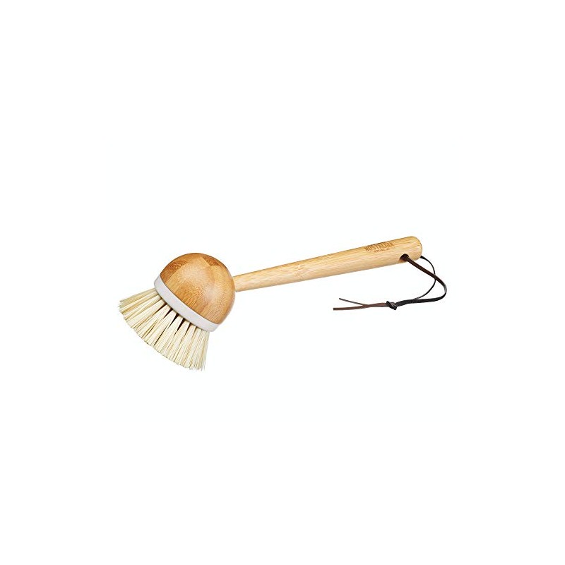 Living Nostalgia Small Round Bamboo Dish Scrub Brush