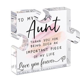 Best Aunt Gifts for Aunt Puzzle Plaque Desk Ornaments for Women Christmas Birthday Gifts for New Aunt Titi Auntie from Niece Nephew Thank You Gifts for Aunt Aunty Table Desk Decoration