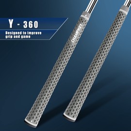 CHAMPKEY Y-360 Rubber Golf Grips 13 Pack Come with All Repair Kits - All Weather Performance, High Feedback and Traction Golf Club Grips（Midsize,Gray）