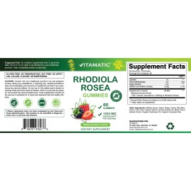 Vitamatic Sugar Free Rhodiola Rosea Gummies 1500 mg – 60 ct