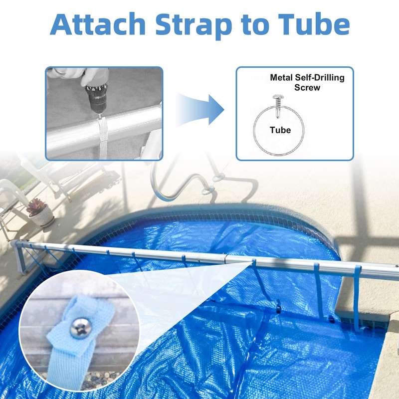 Pool Solar Cover Reel Straps, Pool Reel Tube & Blanket