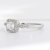 Sterling Silver Cushion-Cut Diamond Engagement Ring Simple Princess Statement Ring