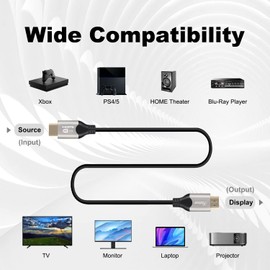 8K HDMI Cable(10 Feet) Fizttzon HDMI 2.1 Cable Support 8K/60Hz,4K/120Hz,HDCP 2.3/2.2,eARC,48Gbps Transfer-Grey