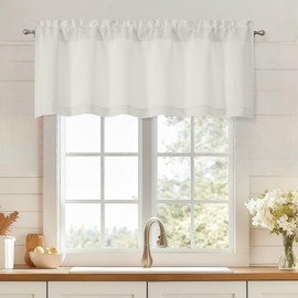 OWENIE Natural Valance for Window, Light Filtering Small Kitchen Curtain for Bedroom/Living Room, Rod Pocket Privacy Short Solid Modern Window Treatment Valance RV Bunk Panels, 1 Panel Each 60"Wx18"L
