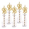 98th Birthday Paper Straw Decor, 24-Pack Real Gold Glitter Cut-Out
