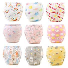 Paquete de 9 Calzón Entrenador Niño y Niñas, Calzones de Entrenamiento Elaborados en Algodón 99%, Seguro y No Tóxico, Reutilizable Suave y Absorbente, Adecuado para Que los Niños Aprendan a Ir al Baño