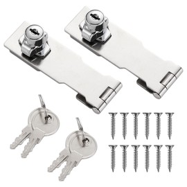 5 Inch Keyed Hasp Latch Lock, Knob Locking Hasp,Hasp Latches Lock Padlock Latches with Screws Locking Hasp for Cabinet Drawer,2 Pack