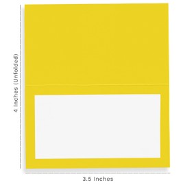 Inkdotpot Pack of 24, Solid Tent Tables Place Cards for Table Setting for Wedding Thanksgiving- Christmas Holiday Catering Buffet Food Table Tents- Wedding Name Escort Cards (Yellow)