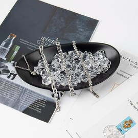 TAIHE Oval Key Tray, Jewellery Tray, Black Decorative Bowl, Tray, Key Bowl, Decorative Bowl for Hallway, Coins, Car Keys, Jewellery in the Entrance Area