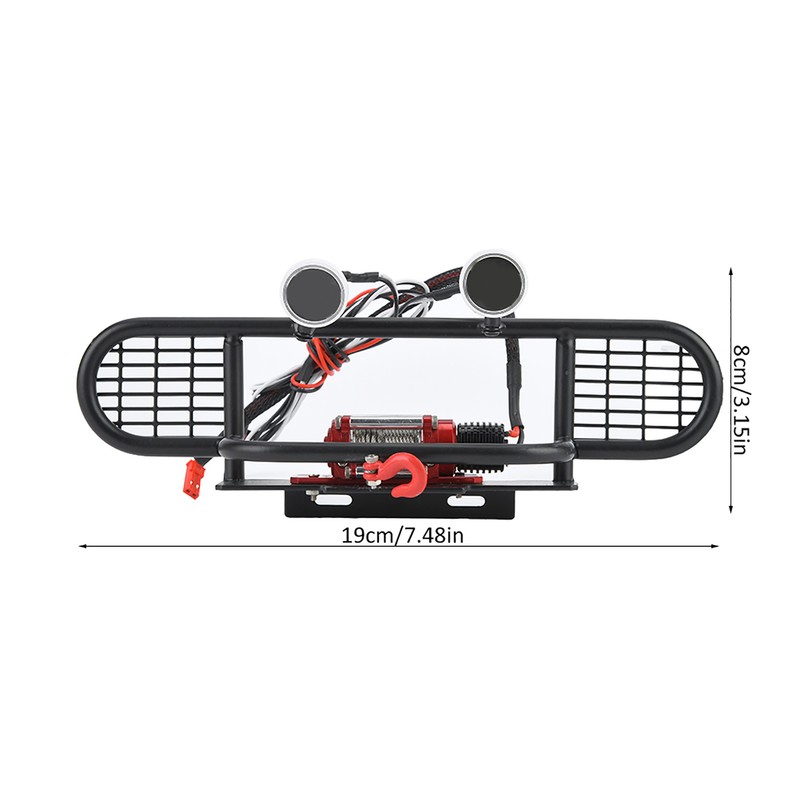 RC Front Bumper with 2 Round LED and Winch Remote