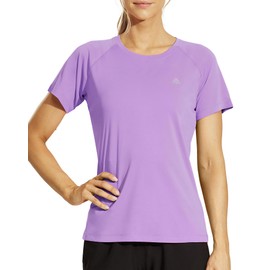 Haimont Short Sleeve Athletic Shirts Breathable UPF 50+ Sun Protection T-Shirts Quick Dry Gym Running Hiking Tops, Purple, S
