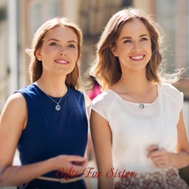 JUSTKIDSTOY Sisters Birthday Gifts from Sister Sterling Silver Sister Necklace for 2 Sisters Crystal Pendant Jewelry Soul Sister Gifts for Women Friends