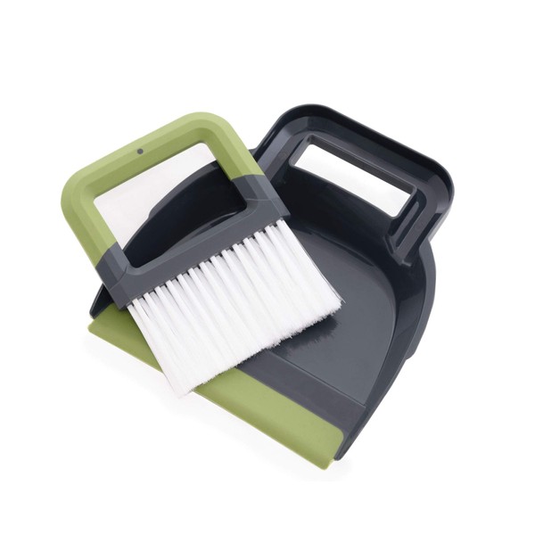 CleanPEAK Mini Portable Dustpan and Brush Set with Soft Grip