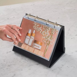 Rillstab A5 Querformat Tisch-Flipchart – 4 Ringe, 10 Taschen, 20 Seiten Flipchart-Ordner – Robust und tragbar – Ideal für Präsentationen, Meetings, Büro, Schulungen – Schwarz