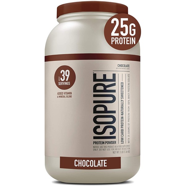 Isopure Whey Isolate Protein Powder with Vitamin C & Zinc for Immune Support, 25g Protein, Low Carb & Keto Friendly, Flavor: Chocolate, 3 Pounds (Packaging May Vary)