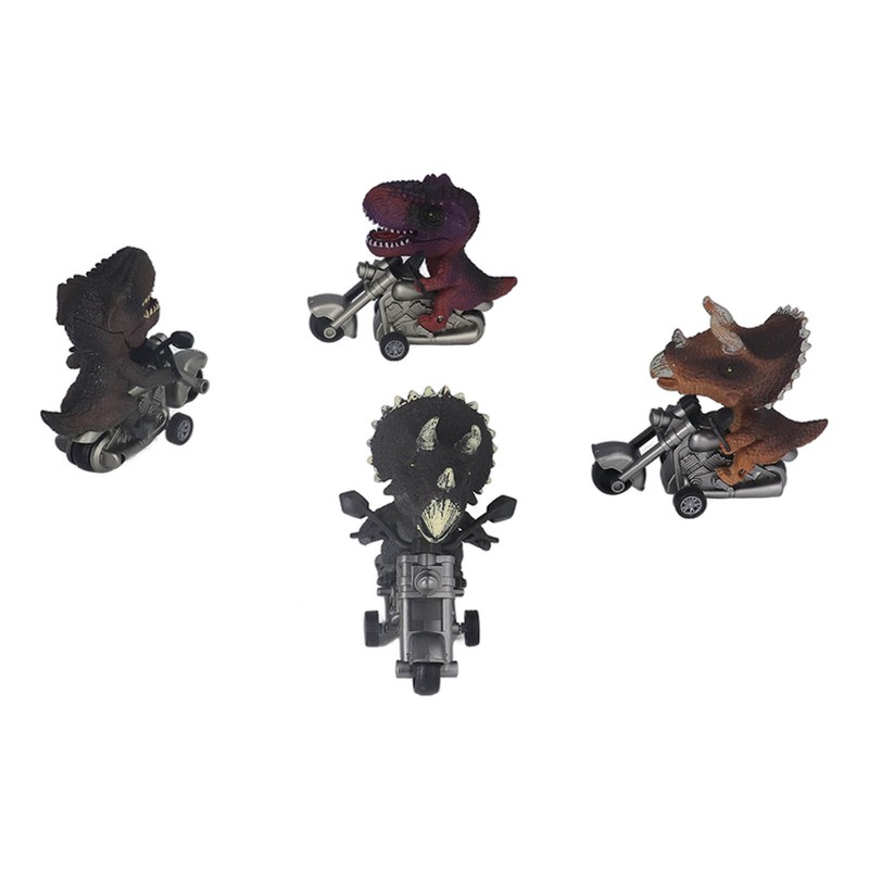 4Pcs Dinosaur Motorbike Toy Motorcycle PVC Pull Car Home Decoration