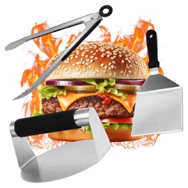 Burger Smasher Set Stainless Steel for the Perfect Burger Preparation Consists of Burger Press, Grill Spatula and Barbecue Tongs/Smash Burger