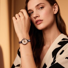 JewelryWe Women's Watch Small Watches with Leather Strap: Simple Analogue Quartz Wrist Watch Women's Vintage Minimalist Watch with Brown Slim Genuine Leather Strap and Rose Gold Case