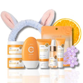 Skincare Set Vitamin C Women Girl Gifts - Skin Care Set Travel Size - Travel Gifts Set for Women Hydrating - Skincare Kit for All Skin Types - Includes Serum,Eye Cream,Sunscreen,Face Cream (9pcs)