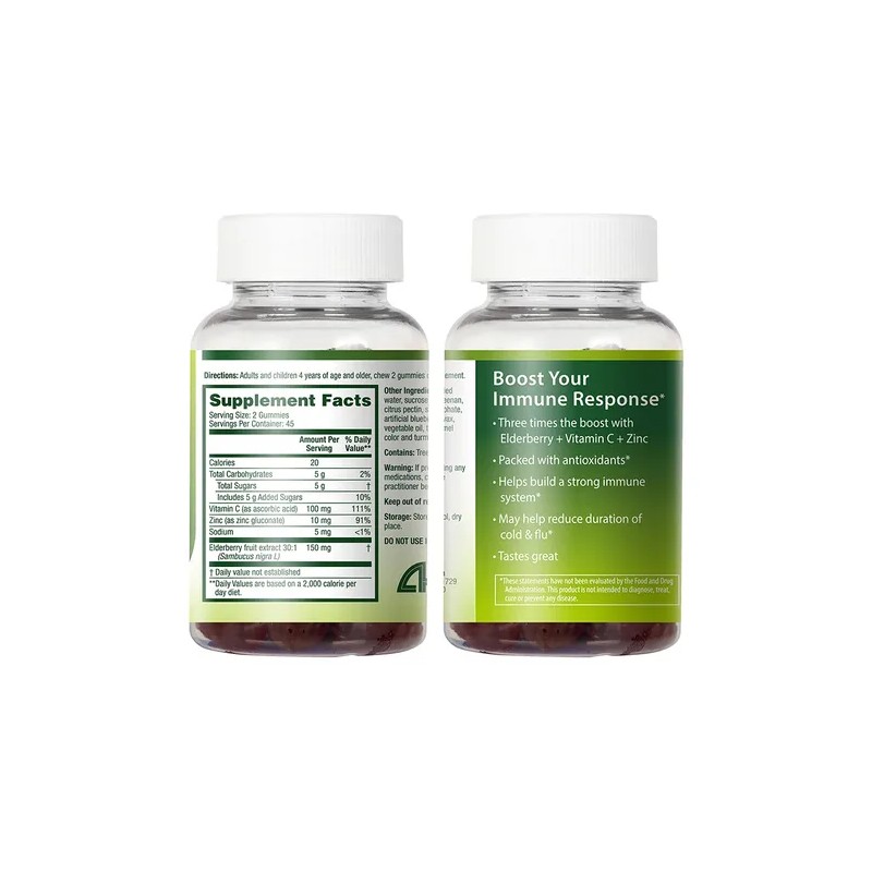 Nutraa2z Gomitas De Saúco 150mg Con Vitamina C Y Zinc