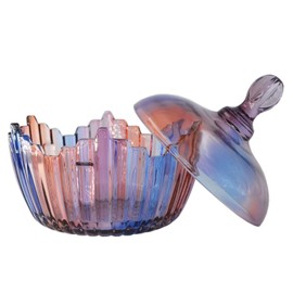 SOCOSY Royal Large Glass Candy Dish with Lid Purple Rainbow Clear Glass Apothecary Jar Candy Jar Wedding Candy Buffet Jars Food Jar (27oz)