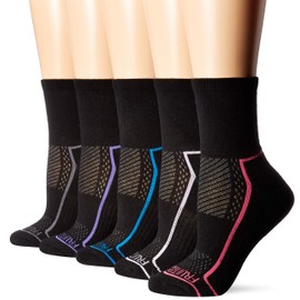 Fruit of the Loom Women's 6-Pair Crew Socks Casual, Black/Colors Assorted, Shoe Size: 2-8 UK