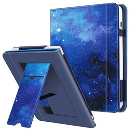 Fintie Case for Tolino Vision Color (2024)/Vision 6 (2021) & Kobo Libra Colour (2024)/Libra 2 (2021) 7 Inch - Kickstand Case with Card Slot Wrist Strap and Auto Sleep/Wake, Starry Sky