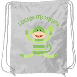 inktastic Lucky Sock Monkey Drawstring Bag White 20a6a