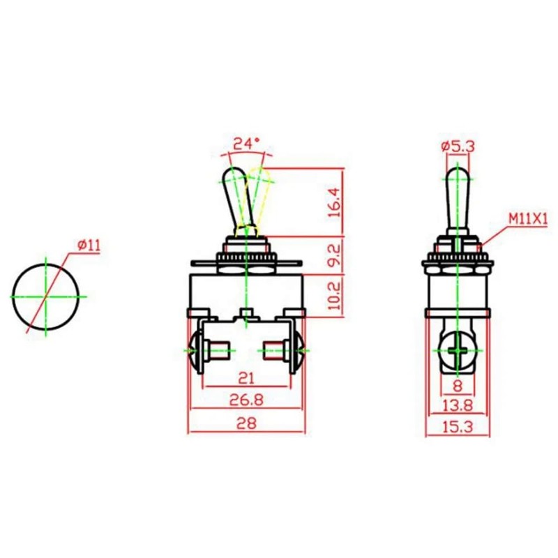 Car Toggle Switch SPST 2 Pin On/Off Switch DC 12