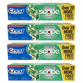 Crest Complete Whitening + Scope Minty Fresh Flavor Toothpaste 2.7oz ea. 4 Pack