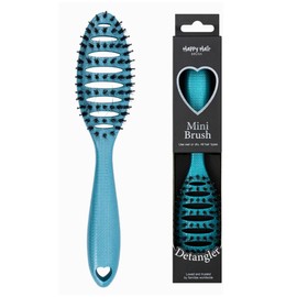 HAPPY HAIR Happy Detangler Mini Brush with Boar Bristles & Nylon Pins | Designed by Women to Detangle & Smooth Thick, Fine or Curly Hair | Pain-Free Slick Back Brush, Compact & Lightweight (Teal)