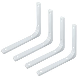 4 PCS Heavy Duty Shelf Bracket,L Shape Right Angle Bracket (White, 150mm×125mm)