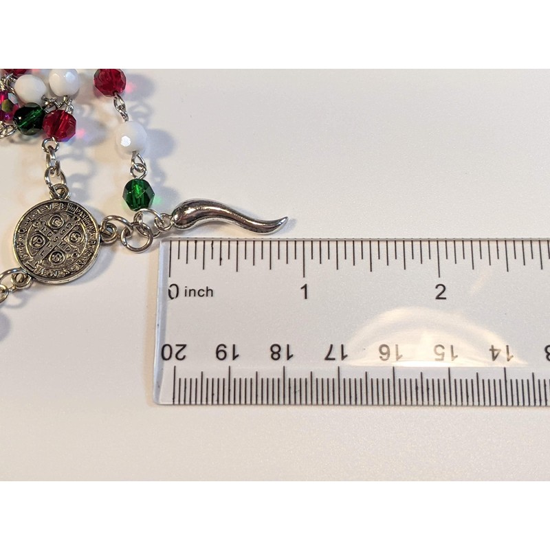 Italian Auto/Vehicle Rosary With Italian Horn (Cornicello) Charm (Silver plain