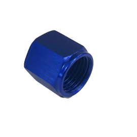 Unbranded (one) Female 6AN Flare Cap Fitting Block Nut Universal Aluminum Alloys Blue