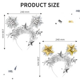 MorLuks Pack of 2 New Year's Eve Headbands, Photo Props 2025, Happy New Year Headband, New Year Headdress, New Year's Eve Decoration Tiara, New Year's Eve Decoration 2025, for Children Adults New