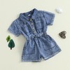 Edhomenn Summer Toddler Baby Girl Jumpsuit Short Sleeves Turn Down