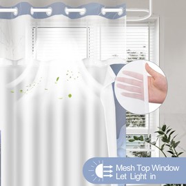 SSCRCUSLY No Hook Floral Shower Curtain with Snap in Fabric Liner Set, Spring Iris Design, Elegant Abstract Marble Flower Ringless Hotel Style for Bathroom Decor, Navy Blue 71x74 Inches