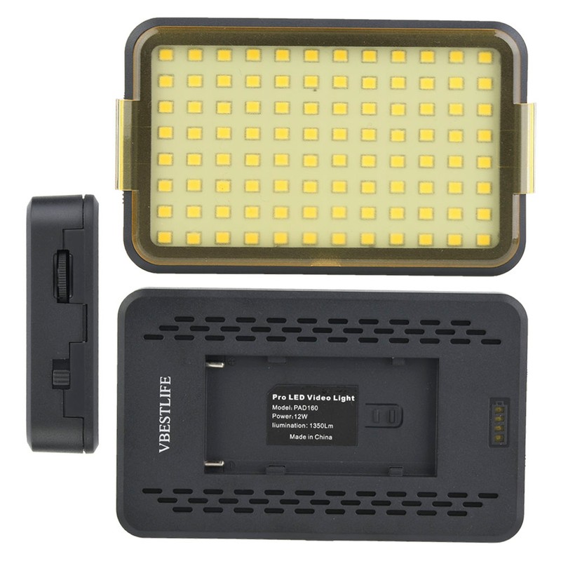 VBESTLIFE PAD160 Video LED Light 3200-6000K Stepless Dimmable with NP-F550