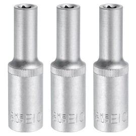 sourcing map 3pcs E-Torx Socket 1/2" Drive E10 External Torx Deep Socket CR-V 6 Point Spline Socket External Torque Star Female Bit Socket for Auto Repairs Home Maintenance DIY Hand-Making