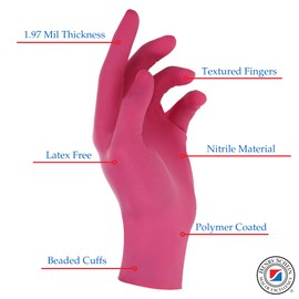 Henry Schein Criterion Nitrile Exam Gloves, Magenta Pink, 200/Box, Large, Latex-Free, Powder-Free, Soothing Formula with Vitamin E and Aloe Vera
