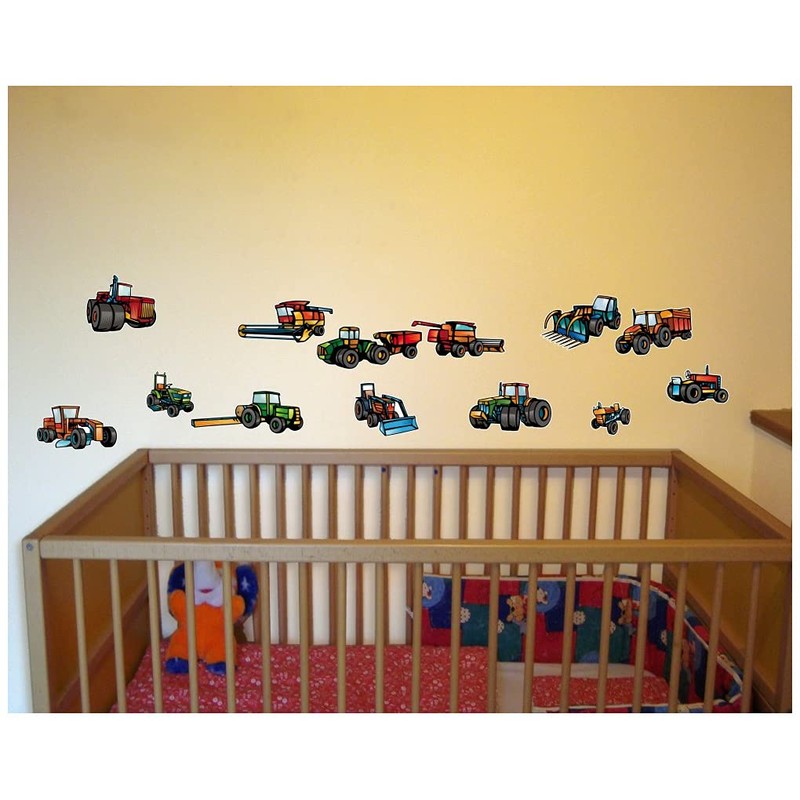 13–Piece Car Set-Tractor And Combine Harvester Farm Truck Wall Sticker