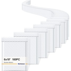Metronic 100 Packs Poly Bubble Mailer 6x10 Inch,Self-Seal Bubble Mailers, Waterproof Padded Envelopes Cushioning Mailing Envelopes Bubble Padded for Shipping, Packaging, Small Items, Business Supplies