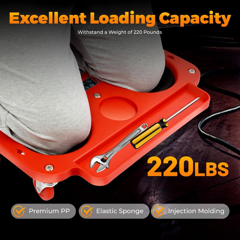 Sallurmose Knee Creeper on Wheels,Sponge Cushioned Knee Pad,Movable Knee Dolly