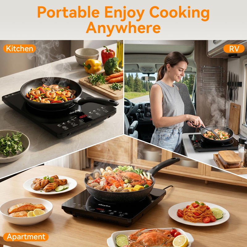 Olayks Protable Induction Cooktop, 1800w Hot Plate Electric Stove