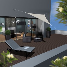 Amanka UPF50+ Sun Shade UV Protection Rain Protection Polyester Beige, 3x3x3 m